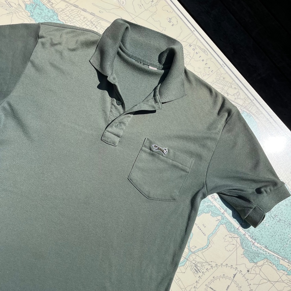 Vintage Sage Green Fox Collared Golf Tee Shirt